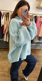 Pull vanille bleu ciel