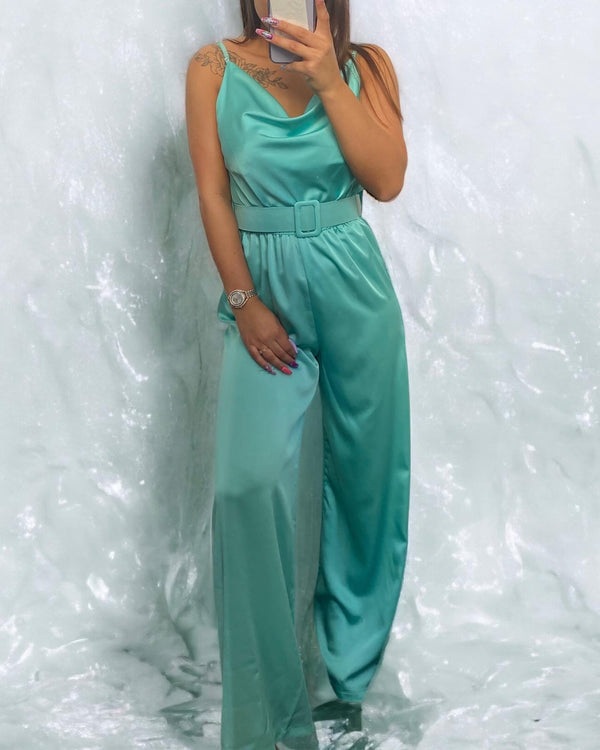Combinaison satin vert d'eau - Nessah'Boutique