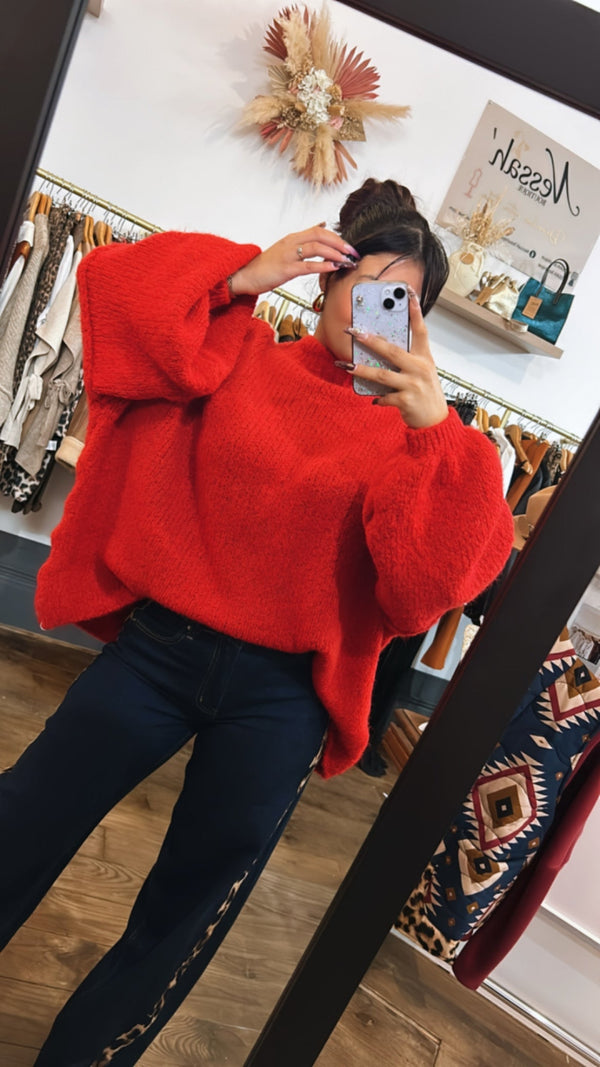 Pull vanille en rouge - Nessah'Boutique